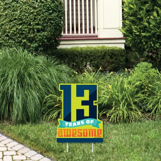 Big Dot of Happiness Boy 13th Birthday - Outdoor Lawn Sign - Official Teenager Birthday Party Yard Sign - 1 Piece {1}