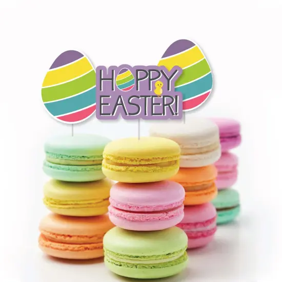 Big Dot of Happiness Hippity Hoppity - Dessert Cupcake Toppers - Easter Bunny Party Clear Treat Picks - Set of 24 {6}