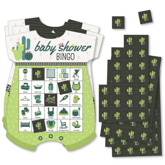 Big Dot of Happiness Prickly Cactus Party - Picture Bingo Cards and Markers - Baby Shower Shaped Bingo Game - Set of 18 {1}