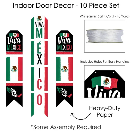 Big Dot of Happiness Viva Mexico - Hanging Vertical Paper Door Banners - Mexican Independence Day Party Wall Decoration Kit - Indoor Door Decor {6}