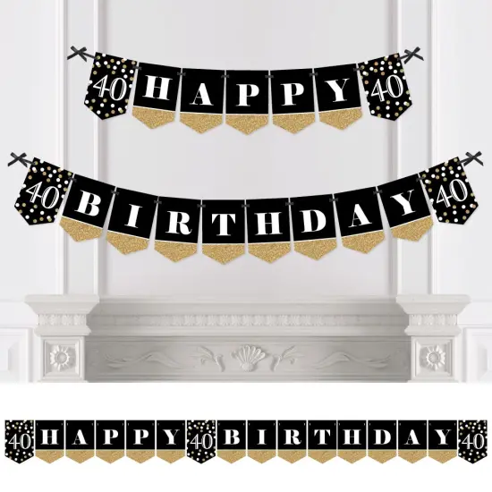 Big Dot of Happiness Adult 40th Birthday - Gold - Birthday Party Bunting Banner - Gold Party Decorations - Happy Birthday {1}
