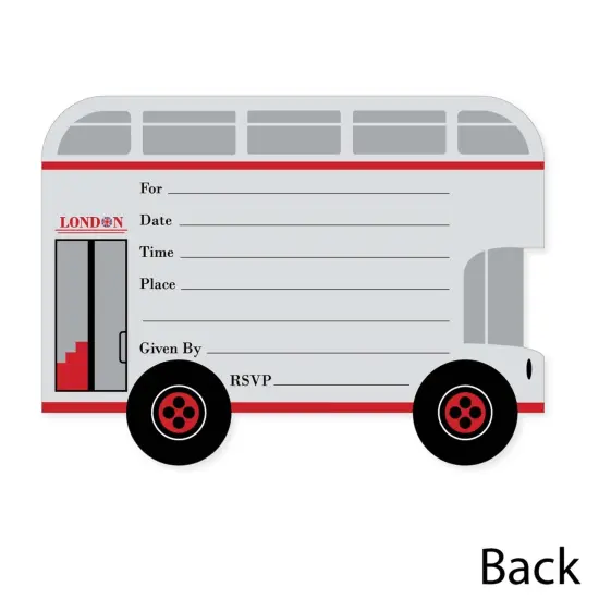 Big Dot of Happiness Cheerio, London - Shaped Fill-In Invitations - British UK Party Invitation Cards with Envelopes - Set of 12 {6}