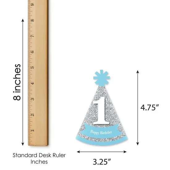 Big Dot of Happiness 1st Birthday Boy - Fun To Be One - Mini Cone First Birthday Party Hats - Small Little Party Hats - Set of 8 {7}