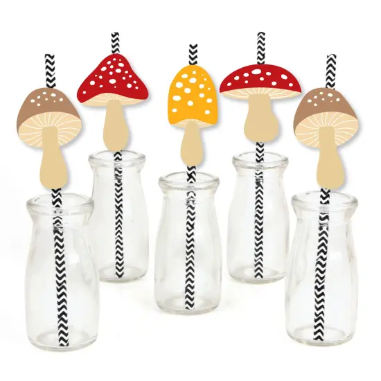 Big Dot of Happiness Wild Mushrooms - Paper Straw Decor - Red Toadstool Party Striped Decorative Straws - Set of 24 {1}
