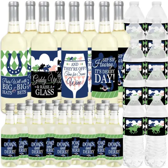 Big Dot of Happiness Kentucky Horse Derby - Mini Wine Bottle, Wine Bottle & Water Bottle Labels - Horse Race Party Decors - Beverage Bar Kit - 34 Pcs {3}