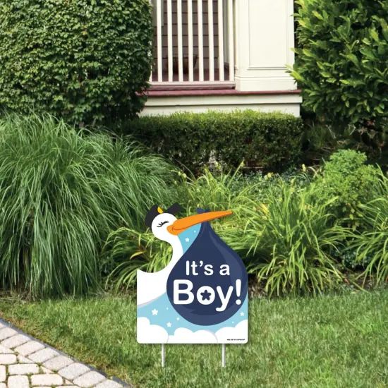Big Dot of Happiness Boy Special Delivery - Outdoor Lawn Sign - It's a Boy Stork Baby Shower Yard Sign - 1 Piece {1}