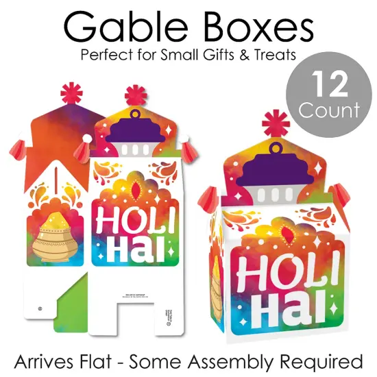 Big Dot of Happiness Holi Hai - Treat Box Party Favors - Festival of Colors Party Goodie Gable Boxes - Set of 12 {7}