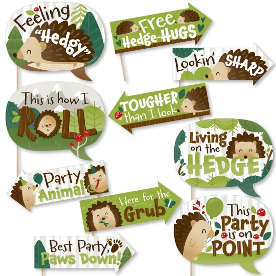 Big Dot of Happiness Funny Forest Hedgehogs - Woodland Birthday Party or Baby Shower Photo Booth Props Kit - 10 Piece {1}