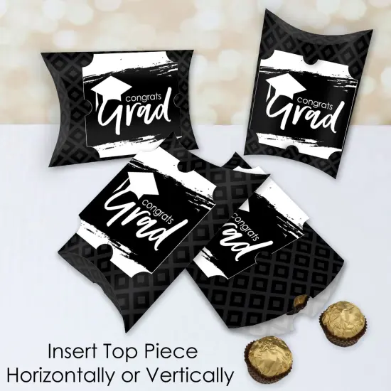 Big Dot of Happiness Black and White Grad - Best is Yet to Come - Favor Gift Boxes - Black and White Graduation Party Large Pillow Boxes - Set of 12 {4}