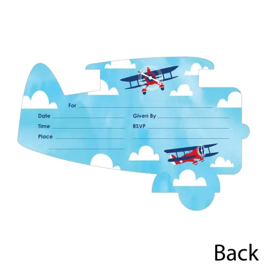 Big Dot of Happiness Taking Flight - Airplane - Shaped Fill-In Invitations - Vintage Plane Party Invitation Cards with Envelopes - Set of 12 {4}