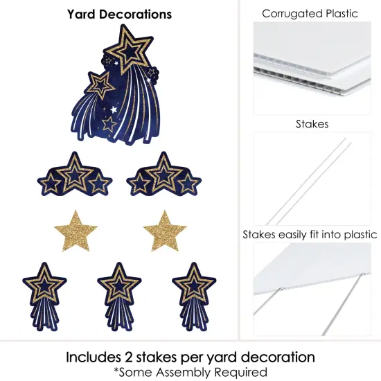 Big Dot of Happiness Starry Skies - Yard Sign and Outdoor Lawn Decorations - Gold Celestial Party Yard Signs - Set of 8 {6}
