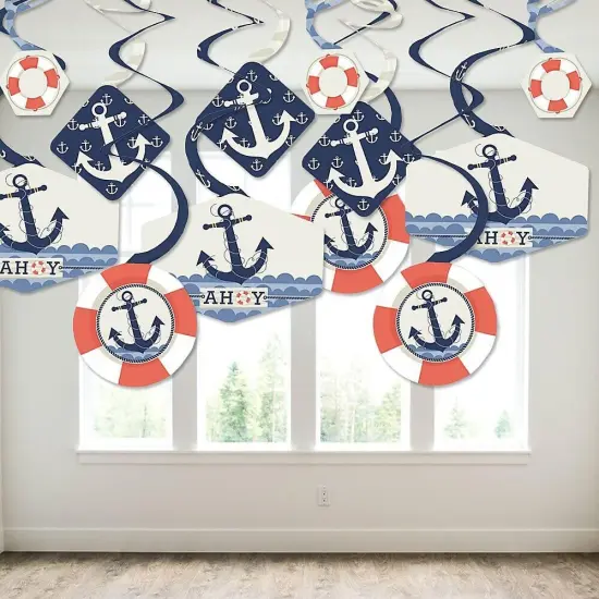 Big Dot of Happiness Ahoy - Nautical - Baby Shower or Birthday Party Hanging Decor - Party Decoration Swirls - Set of 40 {4}
