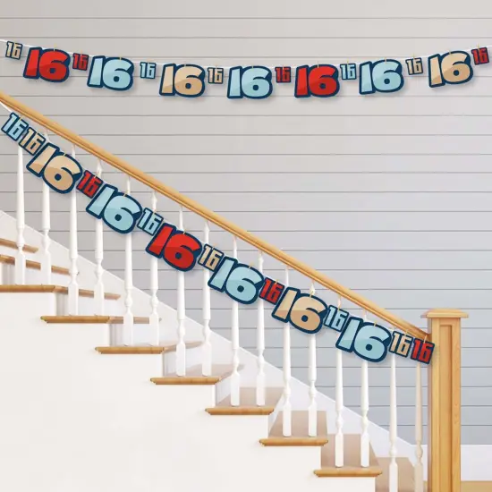 Big Dot of Happiness Boy 16th Birthday - Sweet Sixteen Birthday Party DIY Decorations - Clothespin Garland Banner - 44 Pieces {3}