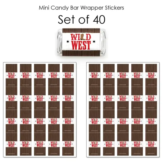 Big Dot of Happiness Western Hoedown - Mini Candy Bar Wrapper Stickers - Wild West Cowboy Party Small Favors - 40 Count {4}