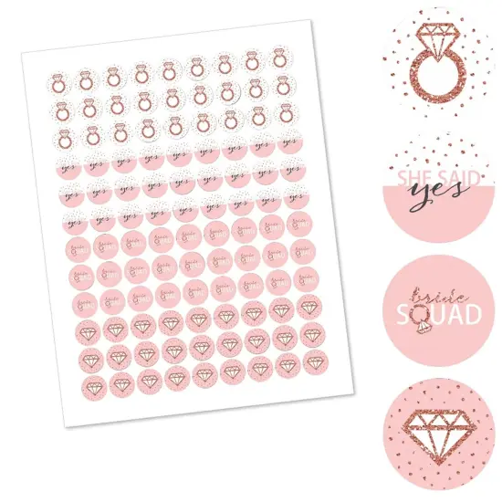 Big Dot of Happiness Bride Squad - Rose Gold Bridal or Bachelorette Party Round Candy Sticker Favors - Labels Fits Chocolate Candy (1 sheet of 108) {3}