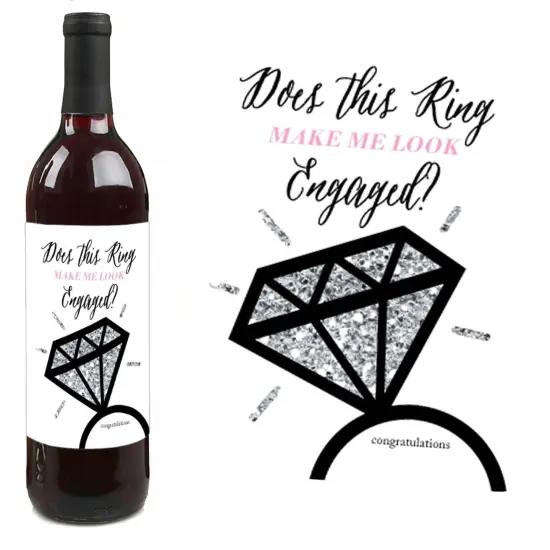 Big Dot of Happiness Omg, You're Getting Married - Engagement Party Gift for Women - Wine Bottle Label Stickers - Set of 4 {7}