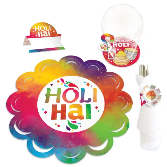 Big Dot of Happiness Holi Hai - Festival of Colors Party Paper Charger and Table Decorations - Chargerific Kit - Place Setting for 8 {1}