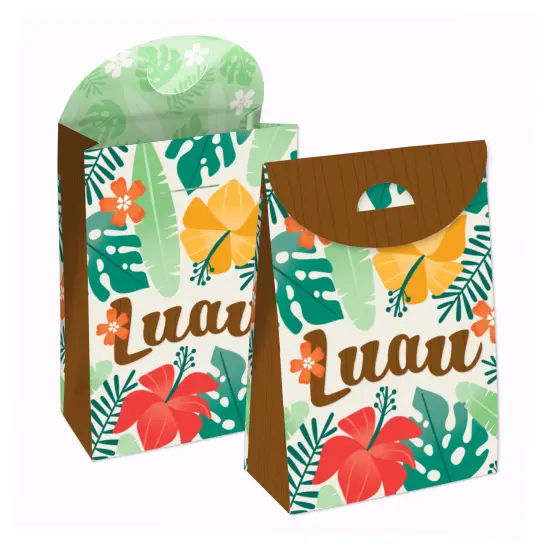 Big Dot of Happiness Tropical Luau - Hawaiian Beach Gift Favor Bags - Party Goodie Boxes - Set of 12 {1}