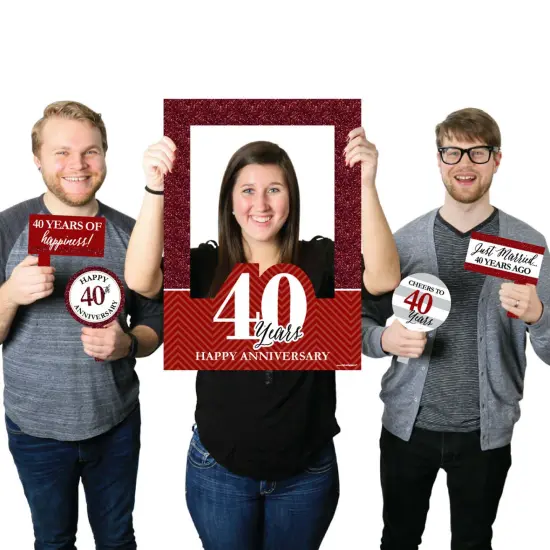 Big Dot of Happiness We Still Do - 40th Wedding Anniversary Selfie Photo Booth Picture Frame & Props - Printed on Sturdy Material {1}