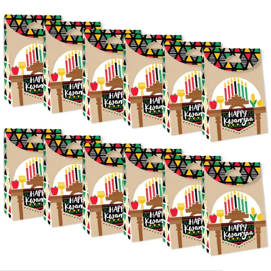 Big Dot of Happiness Happy Kwanzaa - Heritage Holiday Gift Favor Bags - Party Goodie Boxes - Set of 12 {6}