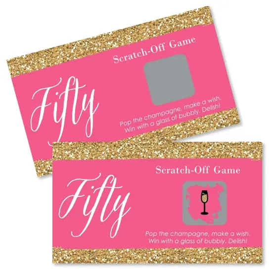 Big Dot of Happiness Chic 50th Birthday - Pink and Gold - Birthday Party Game Scratch Off Cards - 22 Count {1}
