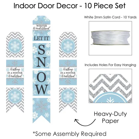 Big Dot of Happiness Winter Wonderland - Hanging Vertical Paper Door Banners - Snowflake Holiday Party & Winter Wedding Wall Kit - Indoor Door Decor {6}