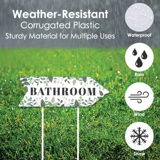 Big Dot of Happiness Boho Botanical Wedding Bathroom Signs - Greenery Sign Arrow - Double Sided Directional Yard Signs - Set of 2 Bathroom Signs {4}