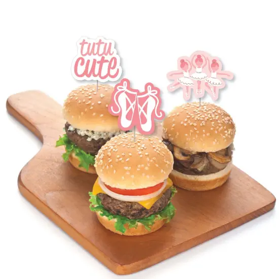 Big Dot of Happiness Tutu Cute Ballerina - Dessert Cupcake Toppers - Ballet Birthday Party or Baby Shower Clear Treat Picks - Set of 24 {4}