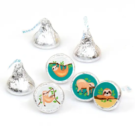 Big Dot of Happiness Let's Hang - Sloth - Baby Shower or Birthday Party Round Candy Sticker Favors - Labels Fits Chocolate Candy (1 sheet of 108) {1}