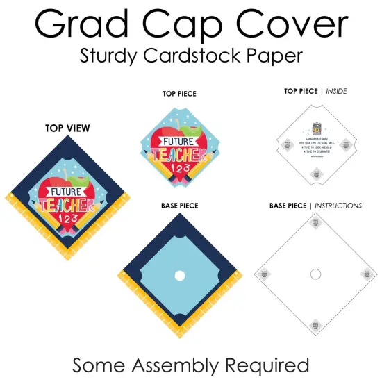 Big Dot of Happiness Teacher Grad - Education Graduation Cap Decorations Kit - Grad Cap Cover {7}