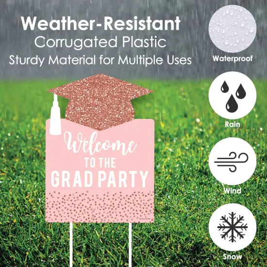 Big Dot of Happiness Rose Gold Grad - Party Decorations - Graduation Party Welcome Yard Sign {4}