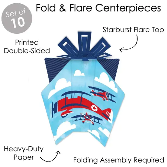 Big Dot of Happiness Taking Flight - Airplane - Table Decorations - Vintage Plane Party Fold and Flare Centerpieces - 10 Count {4}