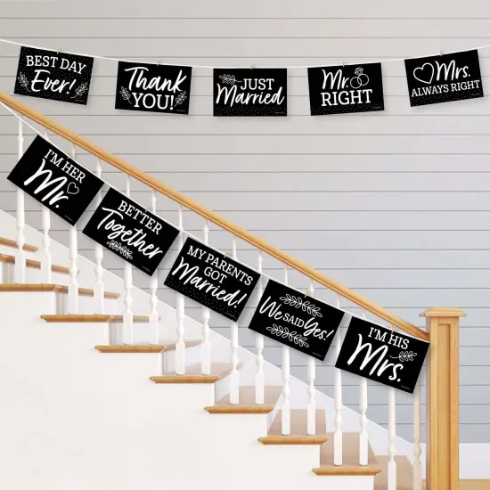 Big Dot of Happiness Mr. and Mrs. - Photo Prop Signs - Black and White Wedding or Bridal Shower Announcements - 10 Pieces {4}