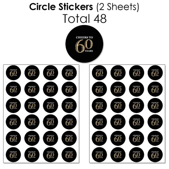 Big Dot of Happiness Adult 60th Birthday - Gold - Birthday Party Candy Favor Sticker Kit - 304 Pieces {7}