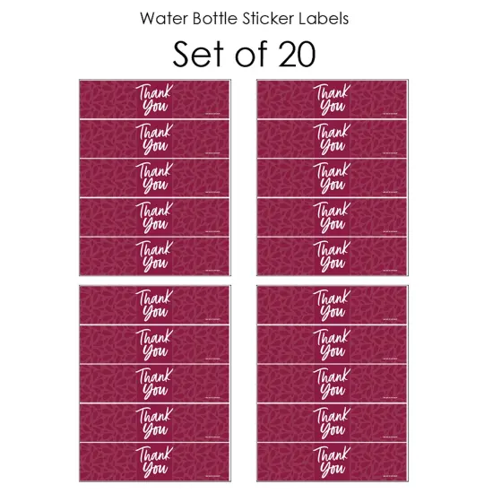 Big Dot of Happiness Burgundy Elegantly Simple - Guest Party Favors Water Bottle Sticker Labels - Set of 20 {4}