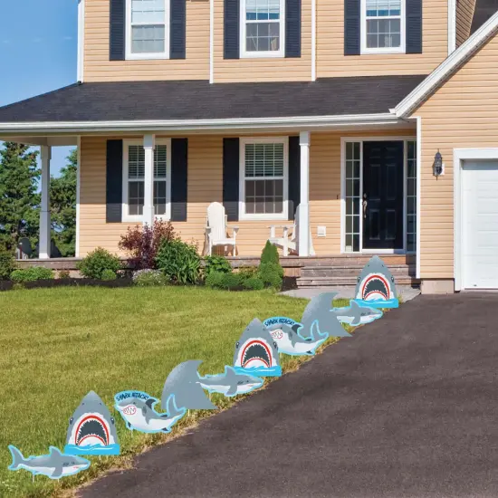 Big Dot of Happiness Shark Zone - Shark and Fin Lawn Decor - Outdoor Jawsome Party or Birthday Party Yard Decorations - 10 Piece {4}