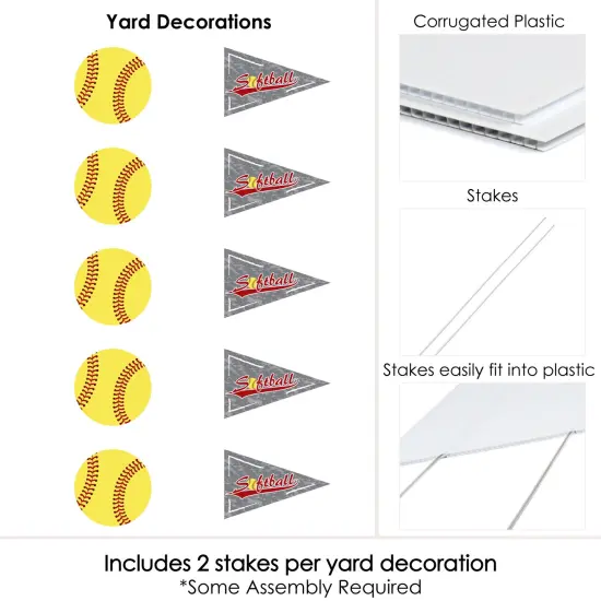 Big Dot of Happiness Grand Slam - Fastpitch Softball - Pennant & Ball Lawn Decor - Outdoor Birthday Party or Baby Shower Yard Decorations - 10 Piece {7}