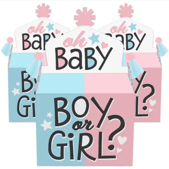 Big Dot of Happiness Baby Gender Reveal - Treat Box Party Favors - Team Boy or Girl Party Goodie Gable Boxes - Set of 12 {3}