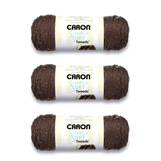 Caron Simply Soft Taupe Tweeds Yarn - 3 Pack of 141g/5oz - Acrylic - 4 Medium (Worsted) - 250 Yards - Knitting/Crochet {1}