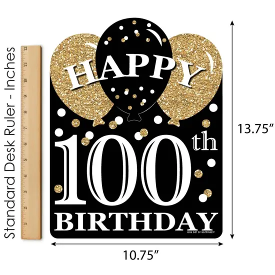 Big Dot of Happiness Adult 100th Birthday - Gold - Outdoor Lawn Sign - Birthday Party Yard Sign - 1 Piece {6}