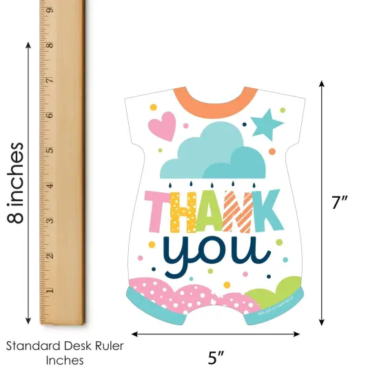Big Dot of Happiness Colorful Baby Shower - Shaped Thank You Cards - Gender Neutral Party Thank You Note Cards with Envelopes - Set of 12 {7}