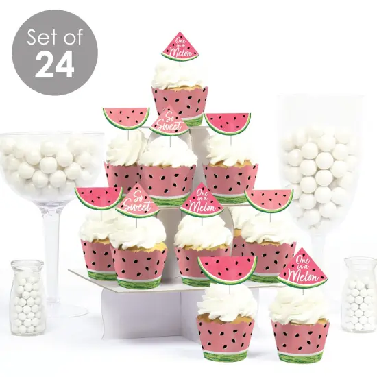Big Dot of Happiness Sweet Watermelon - Cupcake Decoration - Fruit Party Cupcake Wrappers and Treat Picks Kit - Set of 24 {3}