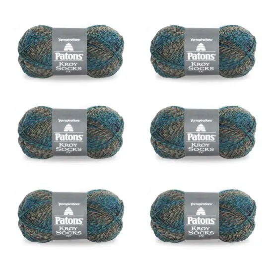 Patons Kroy Socks FX Cascade Colors Yarn - 6 Pack of 1.75oz/50g - Blended Fiber - 1 Super Fine - 166 Yards - Knitting/Crochet {1}
