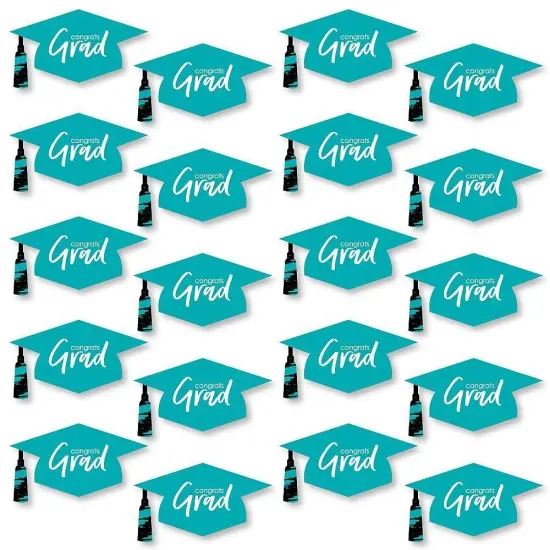 Big Dot of Happiness Teal Graduation Hat Decorations - DIY Large Party Essentials - 20 Count {1}