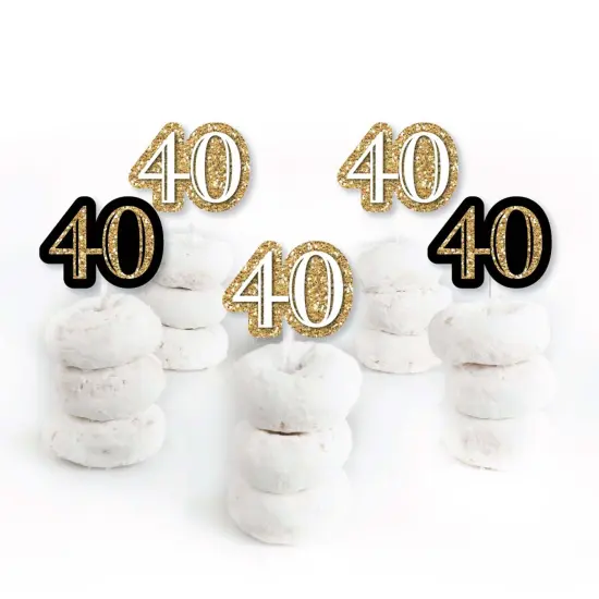 Big Dot of Happiness Adult 40th Birthday - Gold - Dessert Cupcake Toppers - Birthday Party Clear Treat Picks - Set of 24 {3}