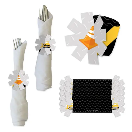 Big Dot of Happiness Dig It - Construction Party Zone - Baby Shower or Birthday Party Paper Napkin Holder - Napkin Rings - Set of 24 {1}