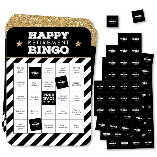 Big Dot of Happiness Happy Retirement - Find the Guest Bingo Cards and Markers - Retirement Party Bingo Game - Set of 18 {1}