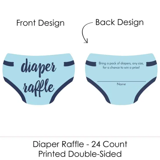 Big Dot of Happiness Baby Boy - Diaper Shaped Raffle Ticket Inserts - Blue Baby Shower Activities - Diaper Raffle Game - Set of 24 {3}