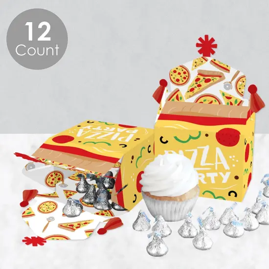 Big Dot of Happiness Pizza Party Time - Treat Box Party Favors - Baby Shower or Birthday Party Goodie Gable Boxes - Set of 12 {4}