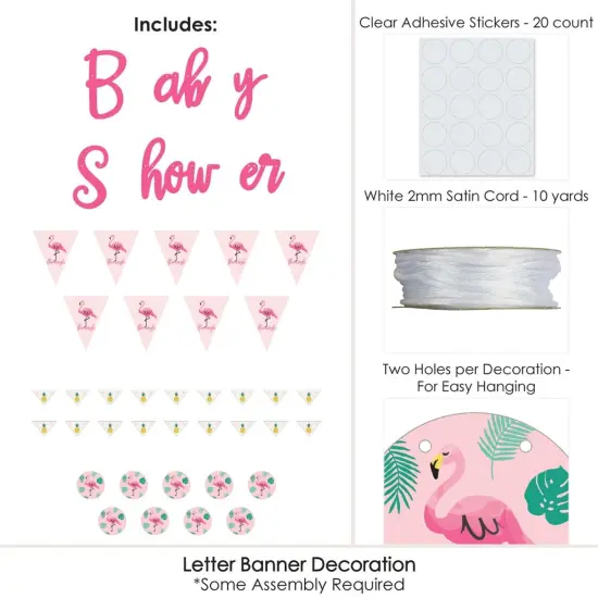 Big Dot of Happiness Pink Flamingo - Party Like a Pineapple - Baby Shower Letter Banner Decoration - 36 Banner Cutouts and Baby Shower Banner Letters {6}